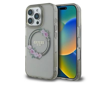 Etui / obudowa na smartfona Guess IML Flowers Wreath do iPhone 16 Pro czarny